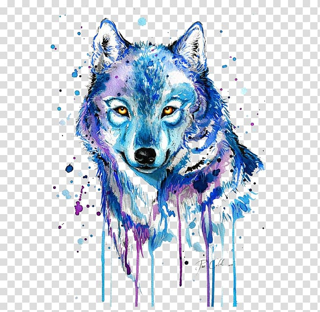 Colorfel Watercolor Wolf Tattoo Design