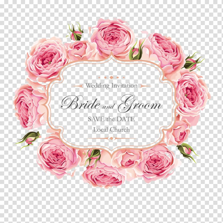 Free: Wedding invitation Rose, Creative roses invitation design, pink  flowers with text overlay transparent background PNG clipart 