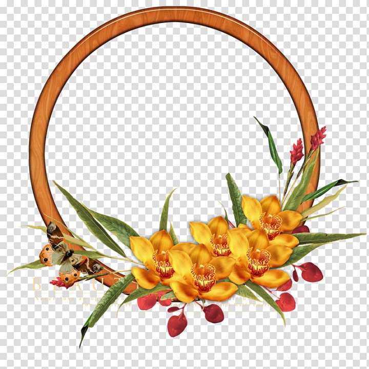 Free: Floral frame illustration, Flower , Round gold frame transparent  background PNG clipart 