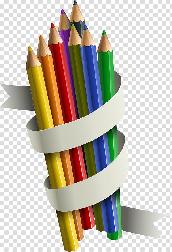 Colored pencils on a pale background with happy birthday drawing close up  Stock Photo