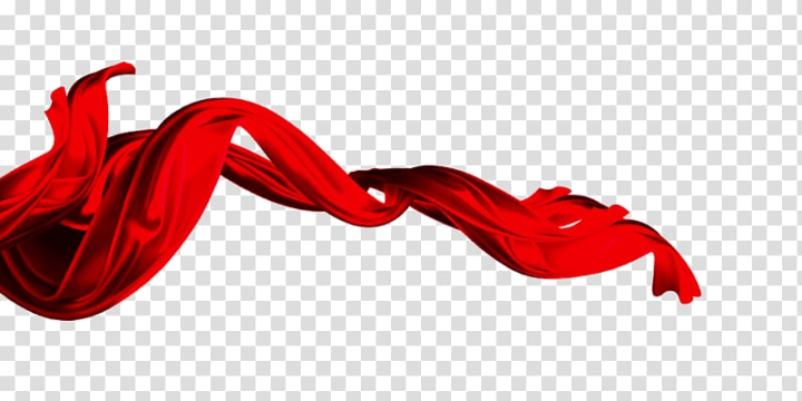 Red silk ribbon with shadow on transparent Vector Image
