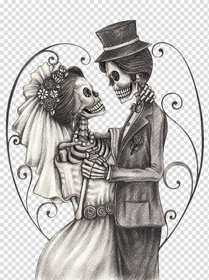 Free: Skeleton couple illustration, Calavera Day of the Dead Drawing ...
