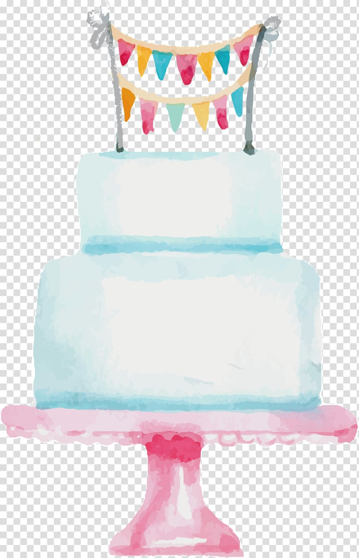 Happy birthday delicious cherry cake Vector watercolor. Card decors Stock  Vector | Adobe Stock