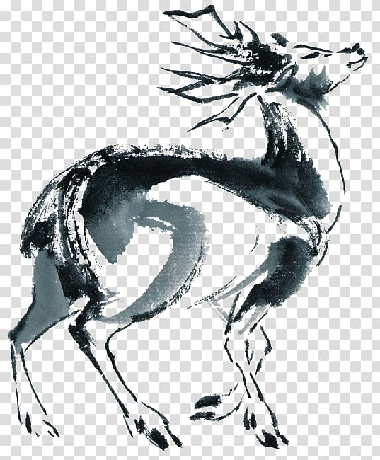 Illustration Deer Ink Art