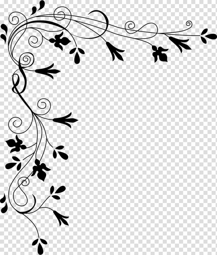 Free: Flower Black and white , Corner Border transparent background PNG  clipart 