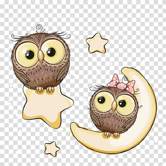 Free: Two owls with stars and crescent moon illustration, Infant Birthday  Dad Memory Book Keepsake box, Owl cartoon couple transparent background PNG  clipart 