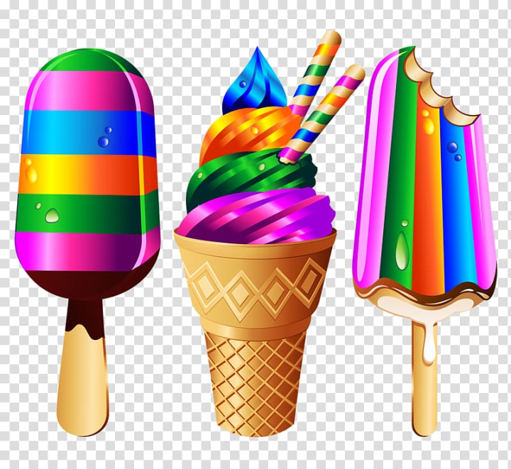 Free: Ice cream cone Sundae Cupcake, Color ice cream transparent background  PNG clipart 