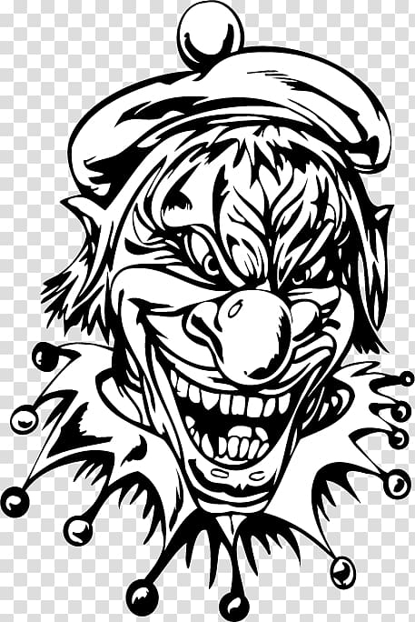 clown face clipart black and white