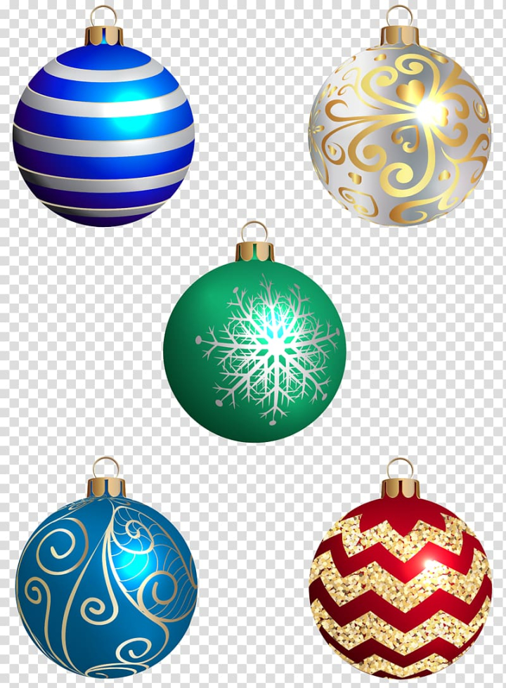 Free: Five assorted-color bauble illustration, Christmas ornament Christmas  decoration, Christmas Balls Set transparent background PNG clipart 