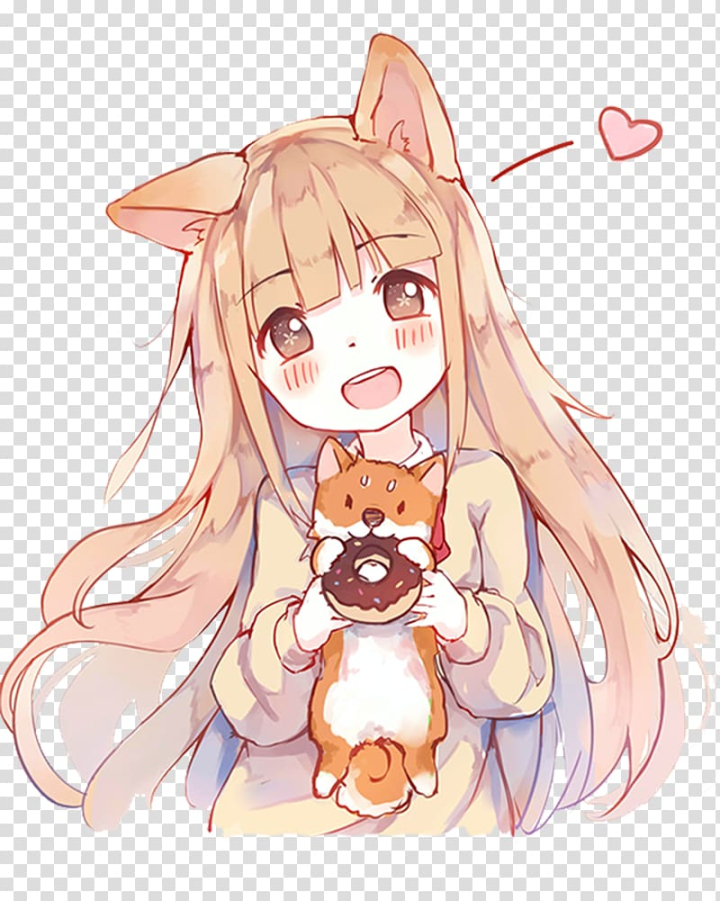 Free: Woman holding cat and doughnut graphic illustration, Anime Drawing  Manga Chibi, Happy material free transparent background PNG clipart -  