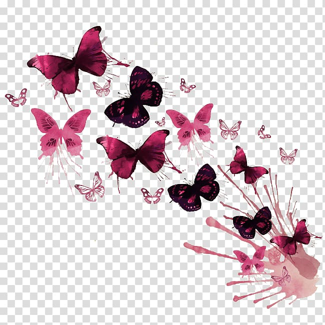 Free: Pink and black butterflies , Butterfly Watercolor painting Work of  art, butterfly transparent background PNG clipart 