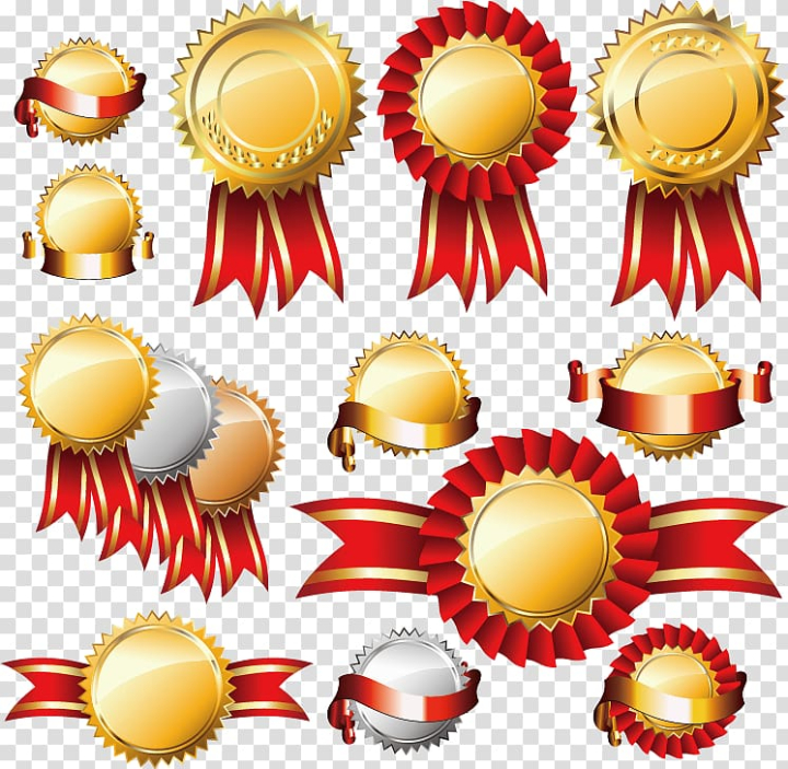 Free: Ribbon lot, Academic certificate illustration Diploma , Badge medal  material transparent background PNG clipart 