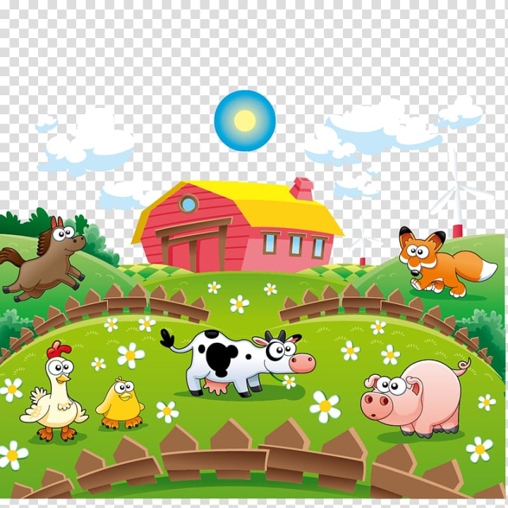 Free: Animals near house illustration, Cattle Cartoon Farm Illustration,  Cute Animal Farm transparent background PNG clipart 