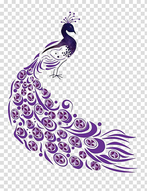 Free: Peafowl Illustration, Purple Peacock transparent background PNG  clipart 