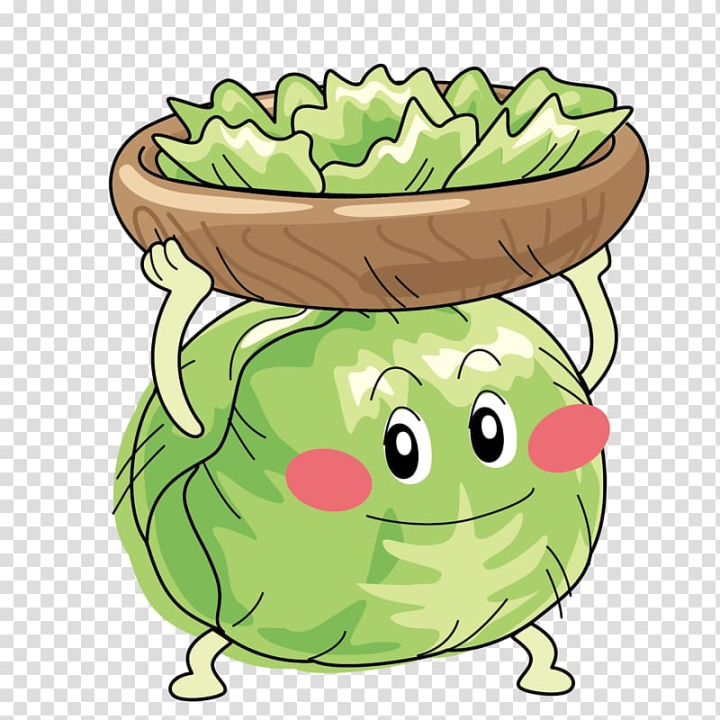 Free: Iceberg lettuce Vegetable Cartoon Q-version , Hand-painted face  cabbage transparent background PNG clipart 