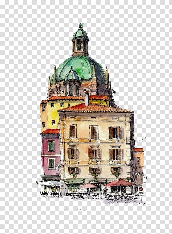 Architecture Print Watercolor Sketch Painting Fine Art Print - Etsy