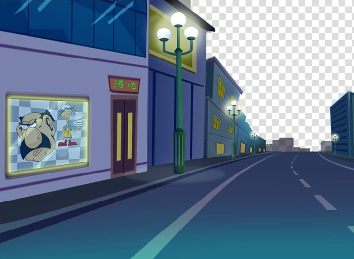 Nightscape Cartoon, 2017 Cartoon street night lights transparent ...
