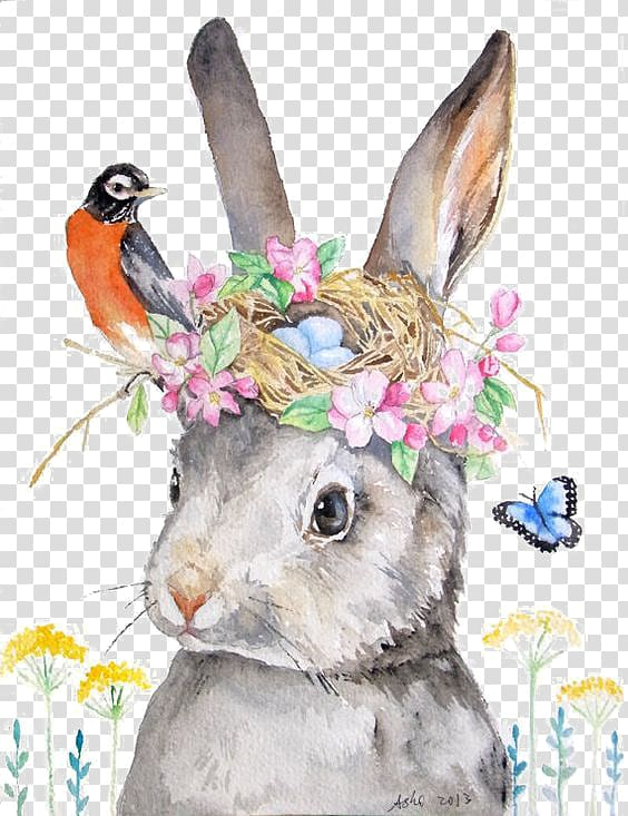 holland,lop,rabbit,watercolor painting,fauna,wildlife,hare,bird,painting,birds nest,mid creative,nest,printmaking,rabbit hair,rabits and hares,watercolor animals,leporids,artist,beak,birds,decorative patterns,domestic rabbit,easter bunny,hand painted,holland lop,lop rabbit,drawing,illustration,gray,flower,crown,png clipart,free png,transparent background,free clipart,clip art,free download,png,comhiclipart