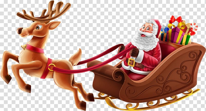 Free: Santa Claus Christmas Reindeer Gift, Santa Claus sitting in sleigh  transparent background PNG clipart 