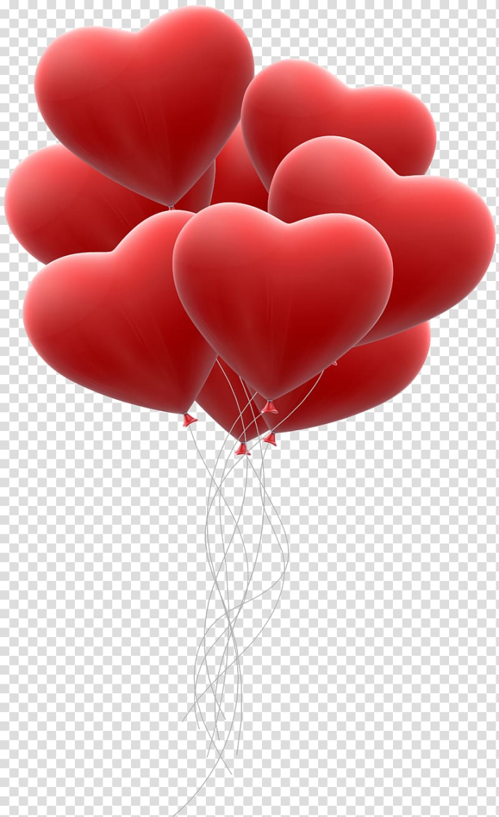 Free: Red balloon hearts illustration, Heart Red , Red Hearts Balloon Bunch  transparent background PNG clipart 