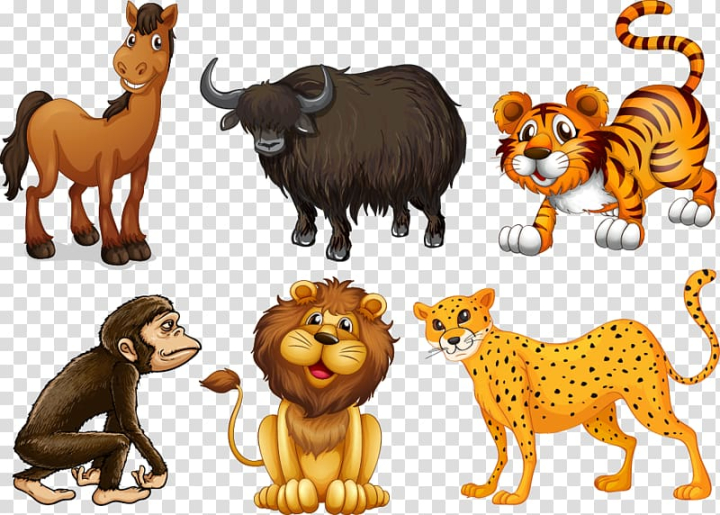 Free: Six assorted animals illustration, Animal , Cute Animal Cartoon  Figure transparent background PNG clipart 
