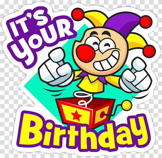 Happy birthday party stickers with cake Royalty Free Vector