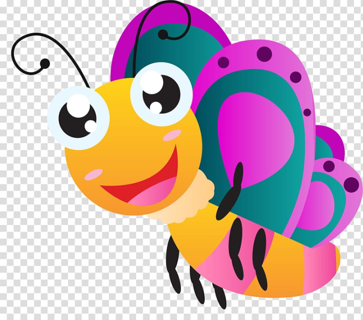 Free: Butterfly Cartoon Drawing , Colored smiley bee transparent background  PNG clipart 