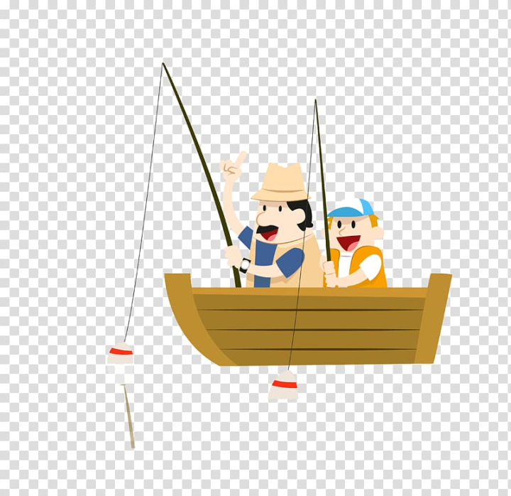 Free: Fishing, colored father and son fishing boat transparent