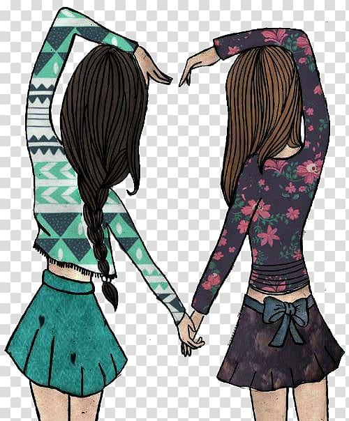 Two Girls Best Friends Ready For Christmas Hand Drawn Illustration Stock  Illustration - Download Image Now - iStock