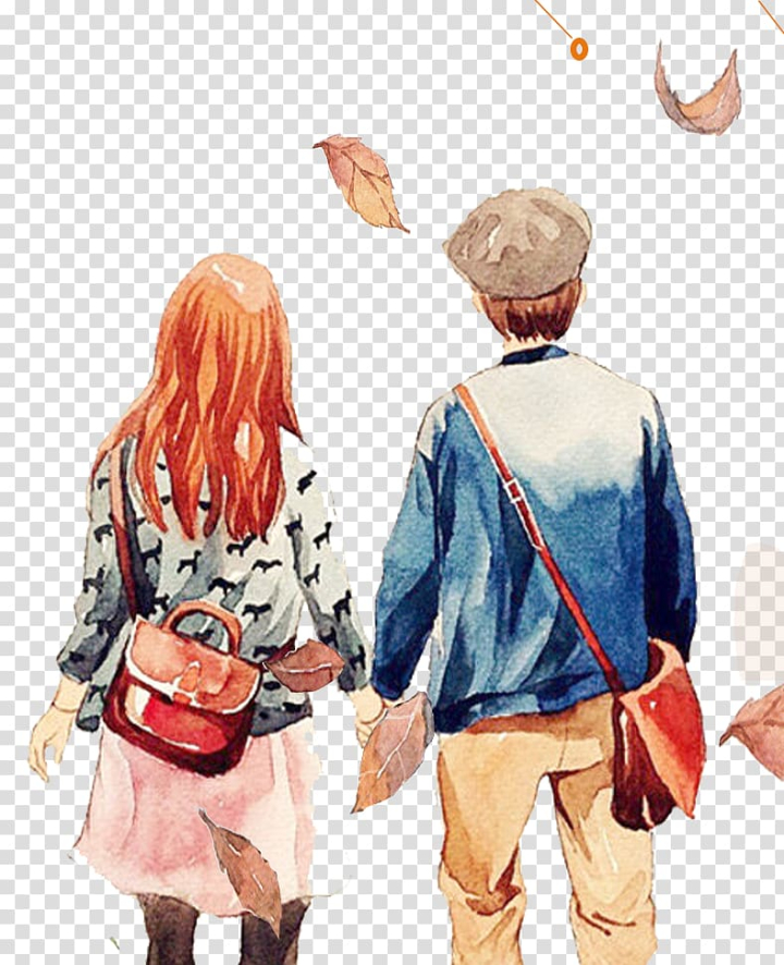 Free: Girl and boy holding hands illustration, couple Significant other  Illustration, Lovers figure transparent background PNG clipart 