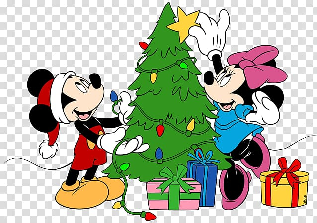 Minnie and Mickey Mouse Christmas Free PNG Clip Art Image