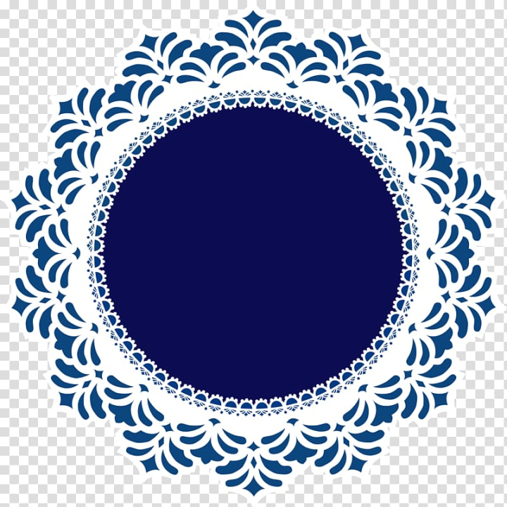 Free: Round white frame , Doily Lace , Blue circle transparent background  PNG clipart 