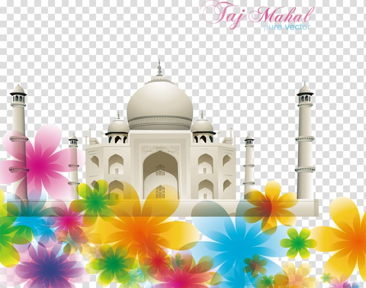 Free: Taj Mahal Illustration, Colorful flowers church Poster transparent  background PNG clipart 