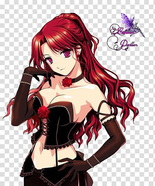 Black hair Red hair Anime, hair, black Hair, manga, people png
