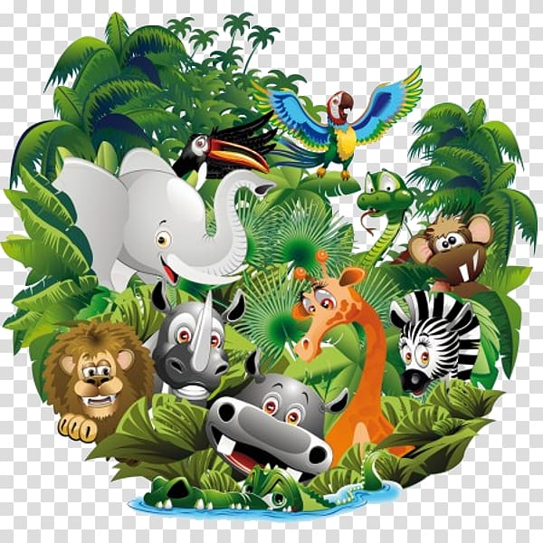 Free: Cartoon Animal Jungle, jungle transparent background PNG clipart -  