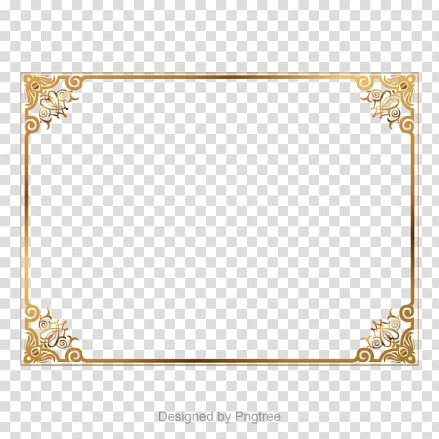 Free: Rectangular gold floral frame, , gold transparent background PNG  clipart 