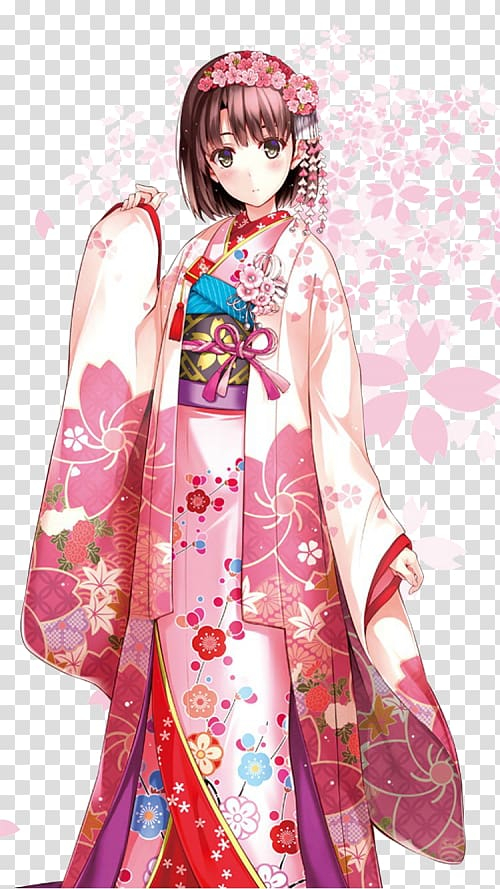 Anime girl wearing kimono dress. Generative AI Technology Stock  Illustration | Adobe Stock