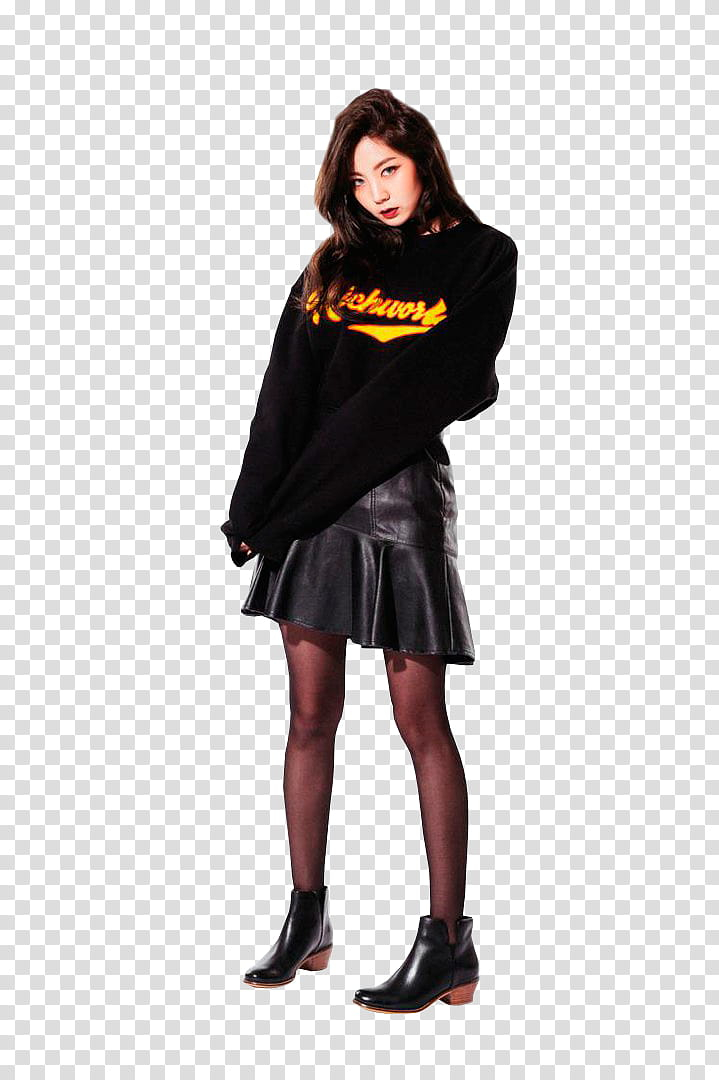 Free: CHAE EUN, woman in black leather mini skirt transparent background  PNG clipart 