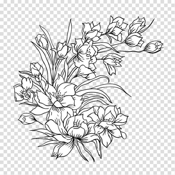 Free: Manga Flowers ColdLove, black and white flower illustration transparent  background PNG clipart 