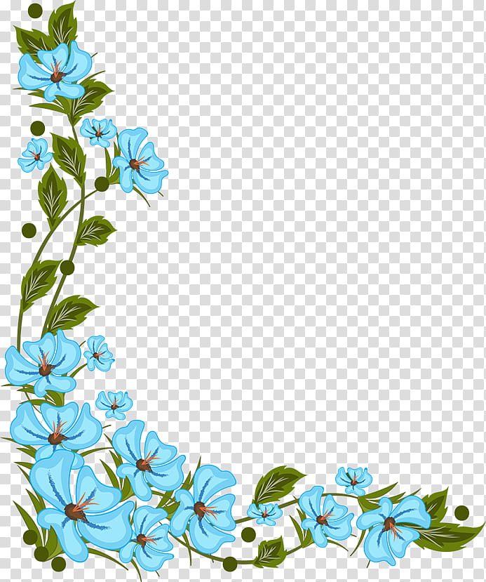 Free: Flowers Corners, blue floral frame template transparent background PNG  clipart 