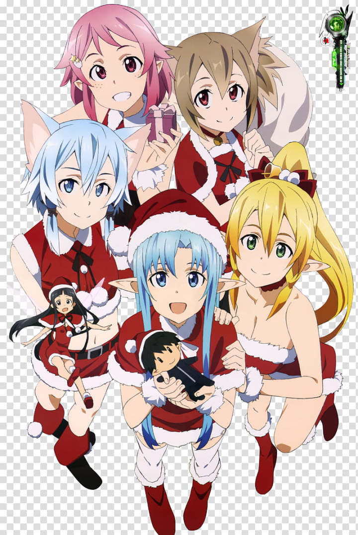 Free: Sword Art Online Grupal Girls Kawaiii X mas, anime character  transparent background PNG clipart 