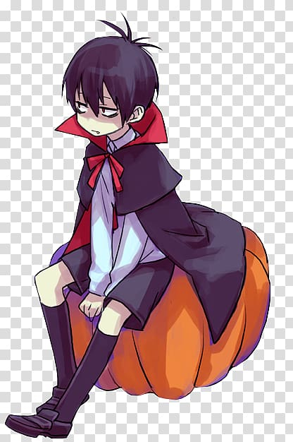 Cute Vampire Anime Character with Red Eyes