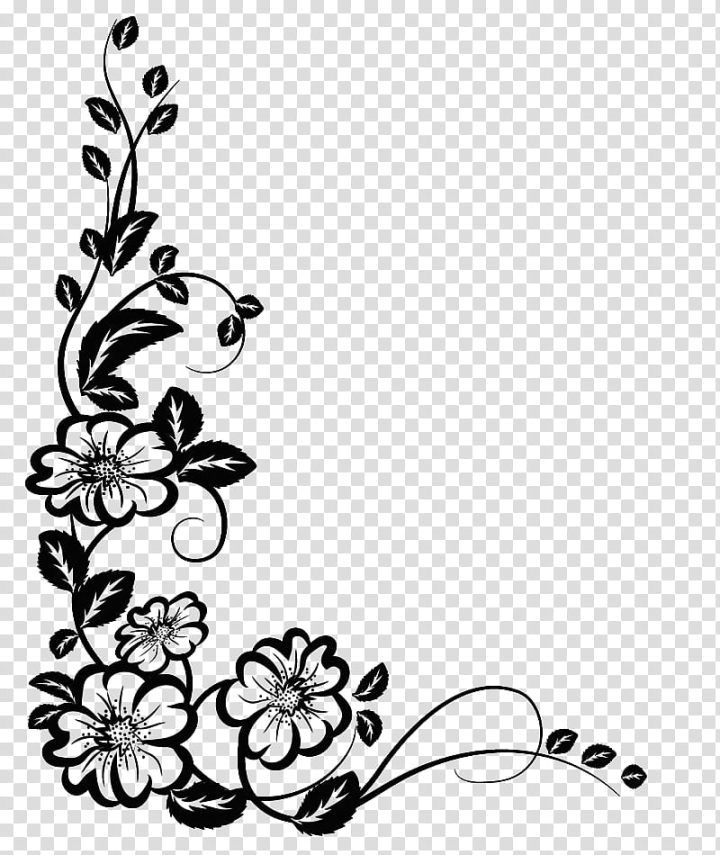 Free: Black petal flower border line transparent background PNG clipart -  