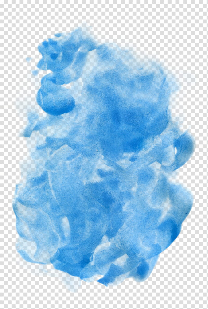 Thick blue smoke. Realistic blue fog. White background. Abstract