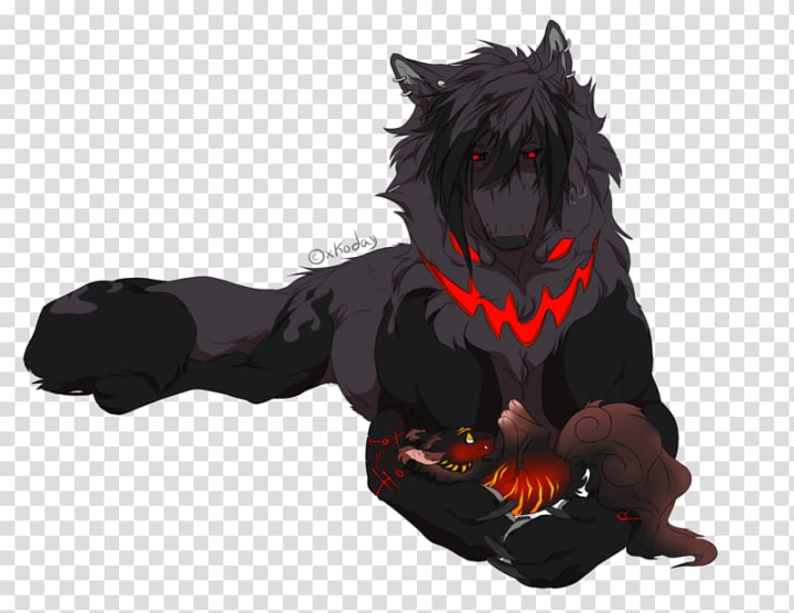 Free: Gray wolf Drawing Demon Anime, black shading transparent background  PNG clipart 