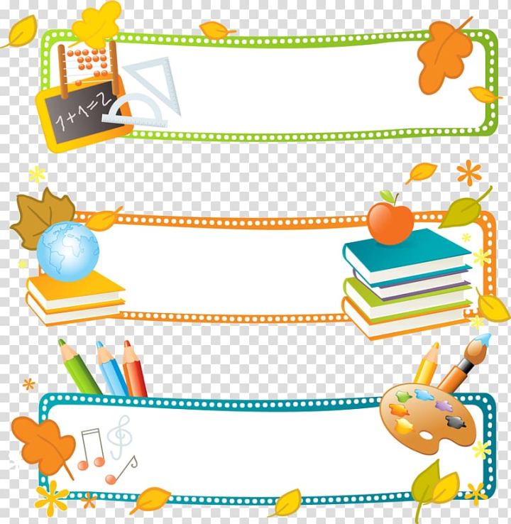 Free: Three assorted-color-and-design border graphics, School Banner  Education Illustration, books transparent background PNG clipart 