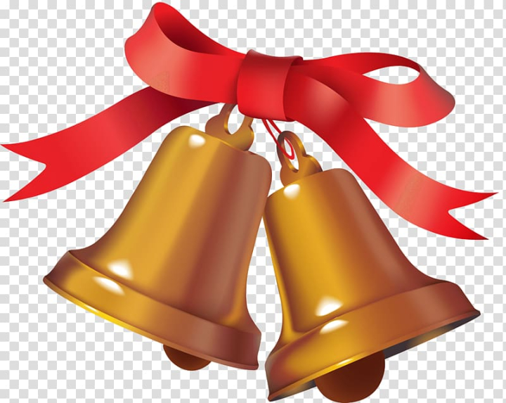 Free: Gold and red Christmas bells with ribbon illustration, Bell Duo  Christmas transparent background PNG clipart 