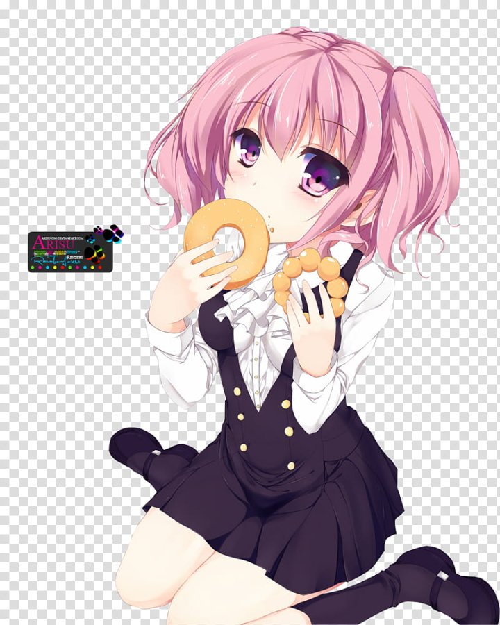 renders,n,anime,girl,eating,donut,scraps,png clipart,free png,transparent background,free clipart,clip art,free download,png,comhiclipart