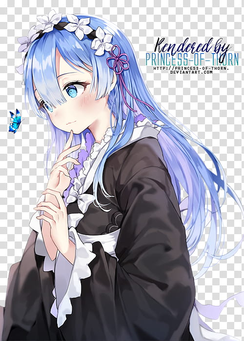 Free Rem Render blue haired female anime character transparent background  PNG clipart  nohatcc
