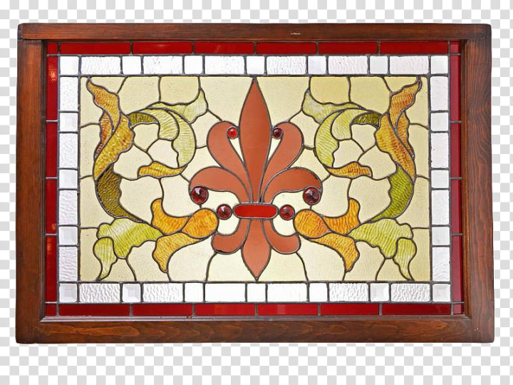 beige,red,green,fleur,de,lis,stained,glass,decor,brown,wooden,frame,objects,3d & renders,pngrender,pngstock,png clipart,free png,transparent background,free clipart,clip art,free download,png,comhiclipart